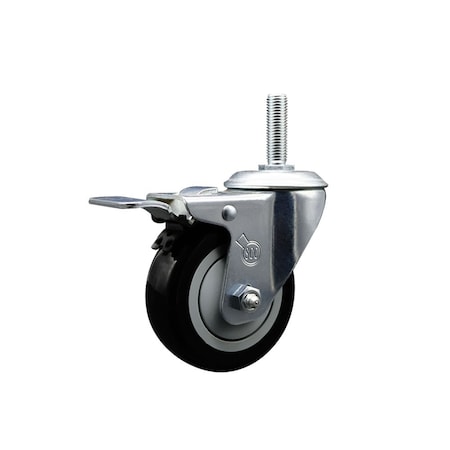 Service Caster 35 Inch Black Polyurethane Wheel Swivel 34 Inch Threaded Stem Caster Total Lock Brake SCC SCC-TSTTL20S3514-PPUB-BLK-34212